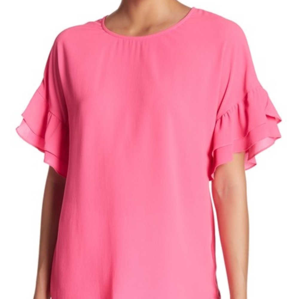 Pleione Crepe Double Ruffle Sleeve Top